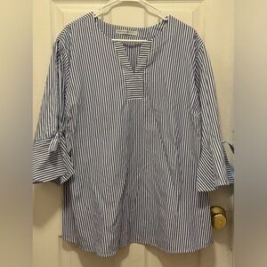 Plus Size Tunic with Bell Sleeves and Bow Ties